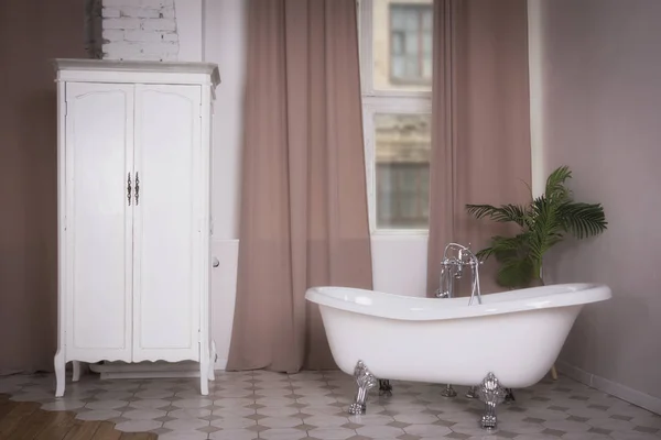 White Bathroom Interior Vintage Style — Stock Photo, Image