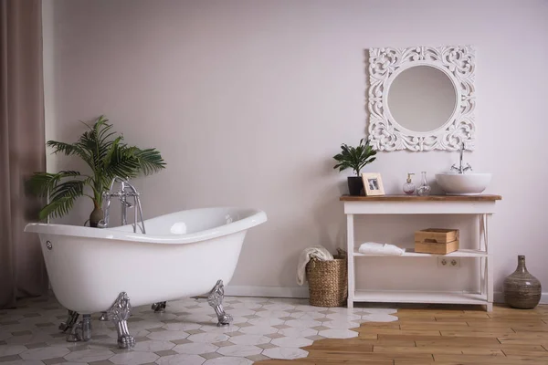 Interior Baño Blanco Estilo Vintage — Foto de Stock