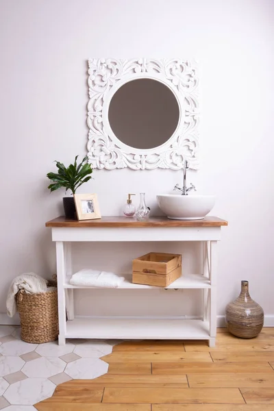 Interior Baño Blanco Estilo Vintage — Foto de Stock