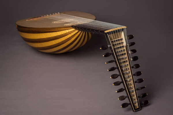 Lute of the 17th century. Close-up detail