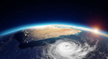 Orta Doğu'dan alan. Nasa tarafından döşenmiş bu görüntü unsurları. 3D render