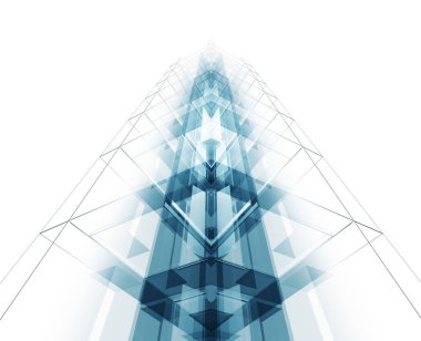 Mimarisi. Bina kavramı. Beyaz izole 3d render