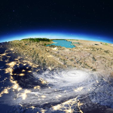 Orta Doğu ve Basra Körfezi. Nasa tarafından döşenmiş bu görüntü unsurları. 3D render