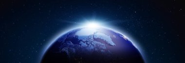 Uzaydan Dünya gezegeni. Kendi fotoğraf yıldız. Bu görüntü 3d render Nasa tarafından döşenmiş unsurları