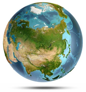 Asya uzaydan. Nasa tarafından döşenmiş bu görüntü unsurları. 3D render