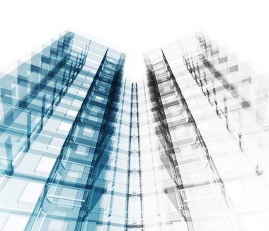 İnşaat modern mimari. Beyaz izole. 3D render