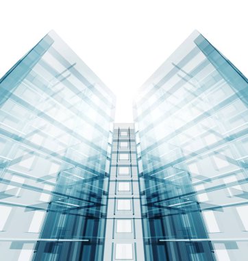 Mimarisi. Bina kavramı. Beyaz izole 3d render