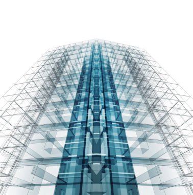 İnşaat modern mimari. Beyaz izole. 3D render