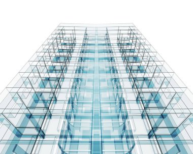 Mimari konsept projelerinin. Beyaz izole. 3D render