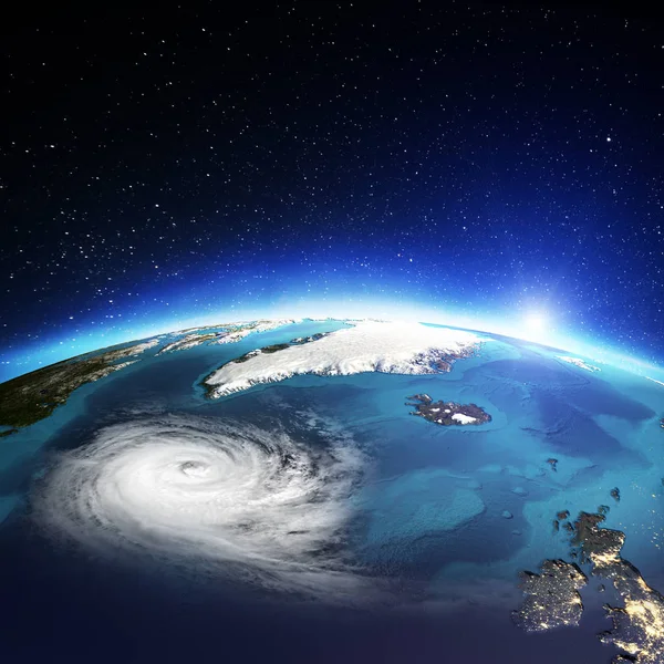 Atlantik kasırga. Nasa tarafından döşenmiş bu görüntü unsurları. 3D render