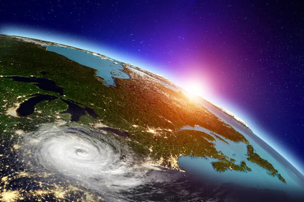 Dünya gezegeni. Nasa tarafından döşenmiş bu görüntü unsurları. 3D render