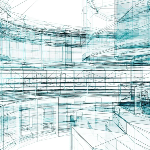 抽象建筑 概念视图背景3D渲染 — 图库照片