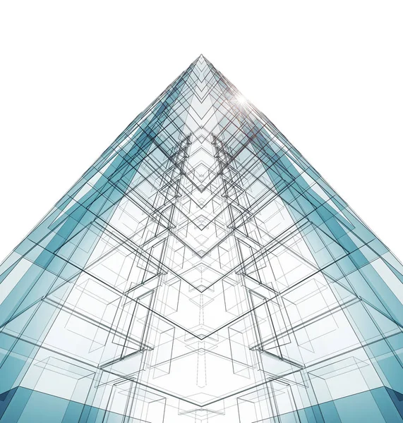 Abstract Building Concept White Isolated Rendering — Stock Photo, Image