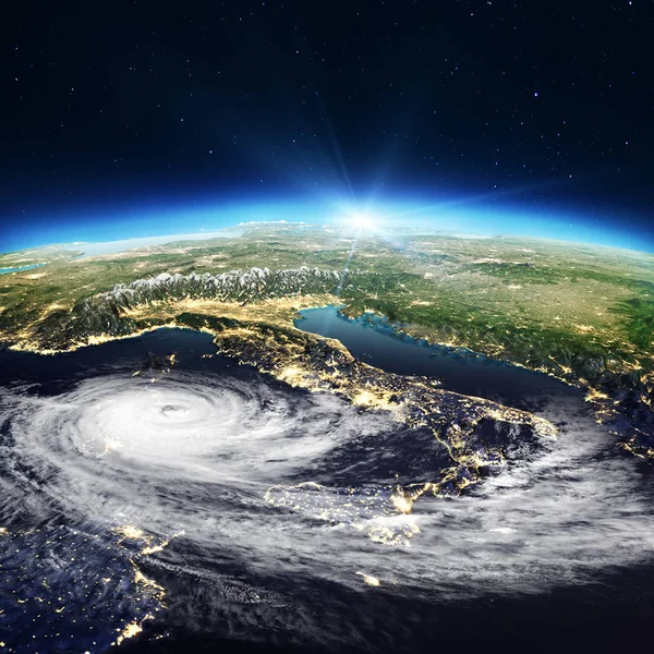 İtalya harita siklon. Nasa tarafından döşenmiş bu görüntü unsurları. 3D render