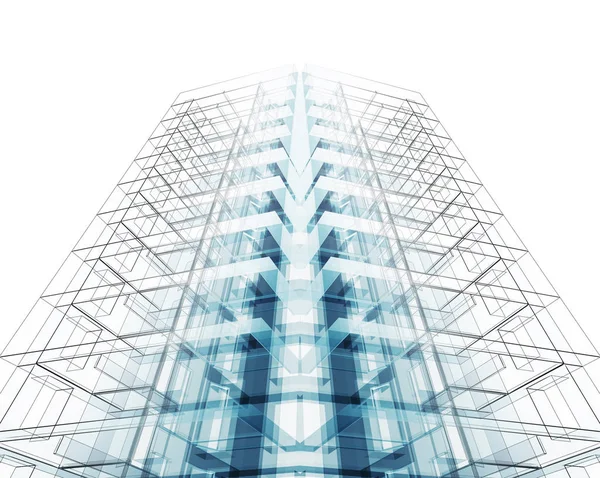 Hintergrund Der Bauarchitektur Weiß Isoliert Darstellung — Stockfoto