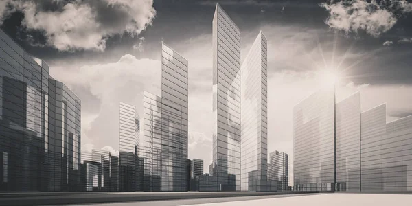 Ciudad Las Nubes Proyecto Arquitectura Conceptual Renderizado — Foto de Stock