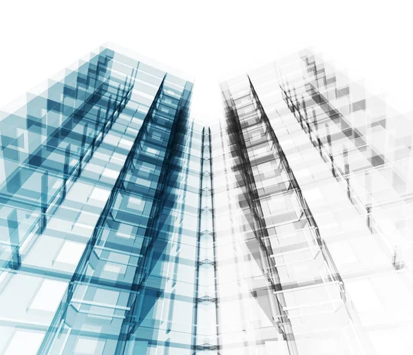 İnşaat modern mimari. Beyaz izole. 3D render