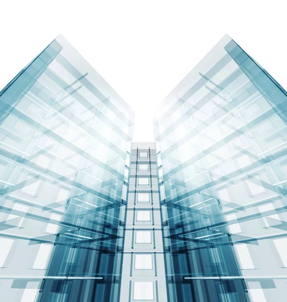 Mimarisi. Bina kavramı. Beyaz izole 3d render