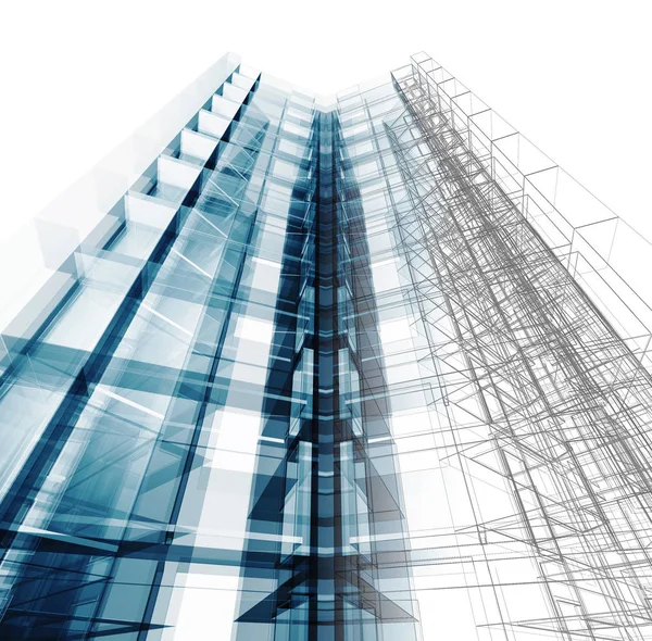 Modern ofis binası. Beyaz izole. 3D render