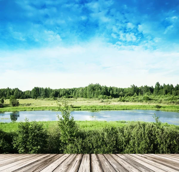 Höstkväll äng och skog — Stockfoto