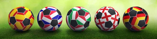 Fotboll cup länder flaggor bollen — Stockfoto