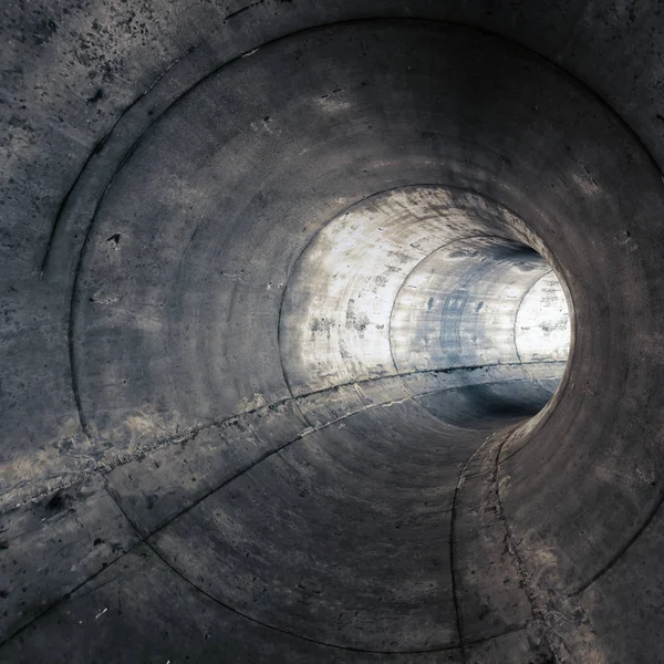 Modern futuristic concrete tunnel. Mixed media