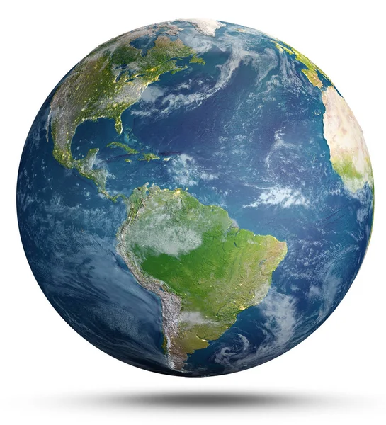 Planeta Ziemia na biały. renderowania 3D — Zdjęcie stockowe