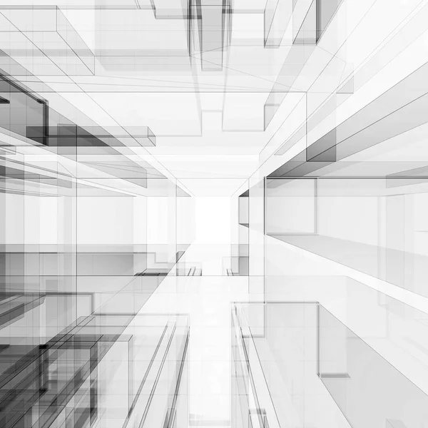 Arquitetura abstrata renderização 3d — Fotografia de Stock