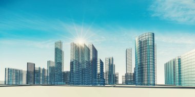 Şehir sahne 3d render