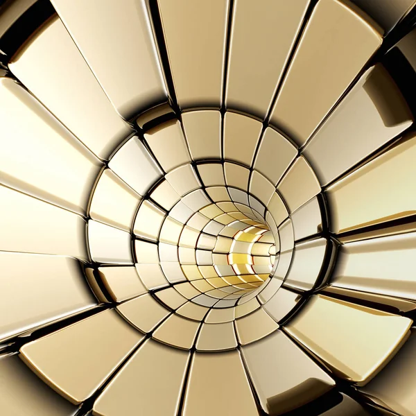 Gouden abstracte vormen futuristische tunnel — Stockfoto