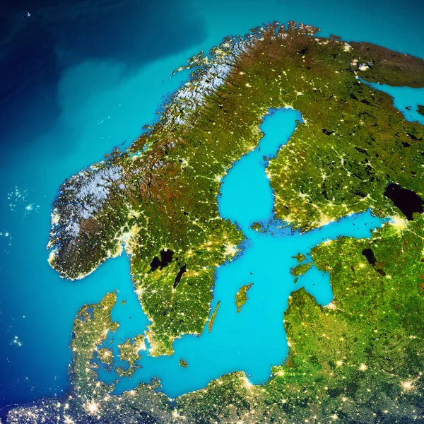 Scandinavië ruimte kaart — Stockfoto