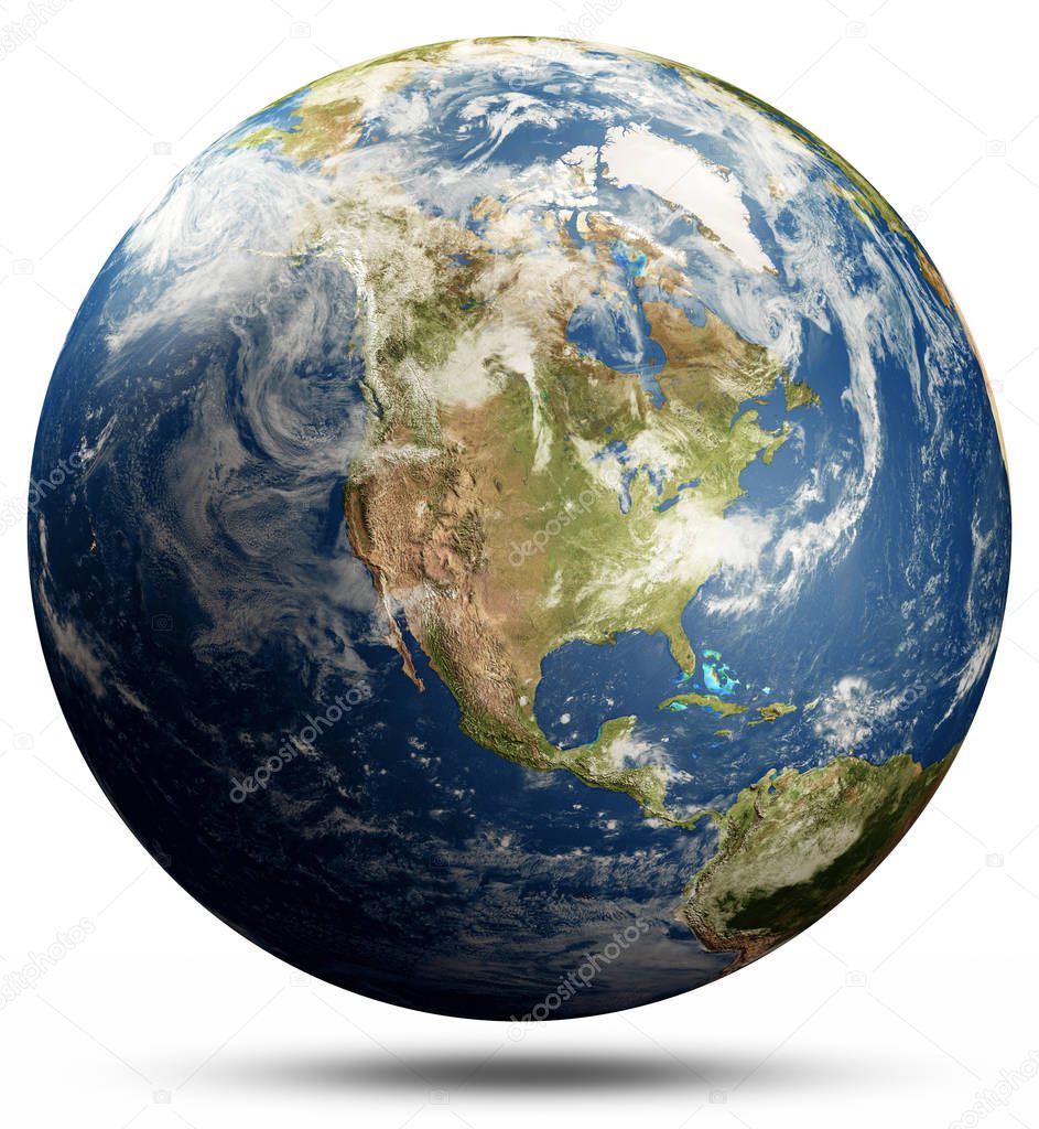 World map globe - America. Elements of this image furnished by NASA. 3d rendering
