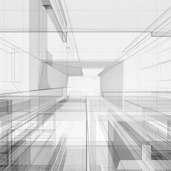 Architektura abstrakcyjna Rendering 3d — Zdjęcie stockowe