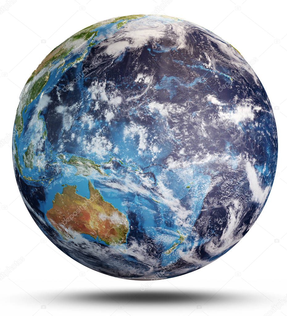 Earth white isolated. 3d rendering