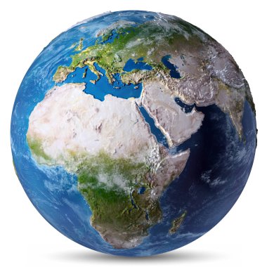 Afrika ve Avrupa beyaz izole