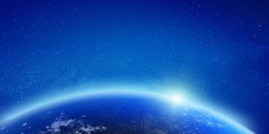 Dünya gezegeni parlayan ışık ufku