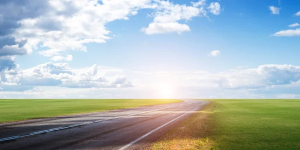 Panoramic road sunrise summer travel