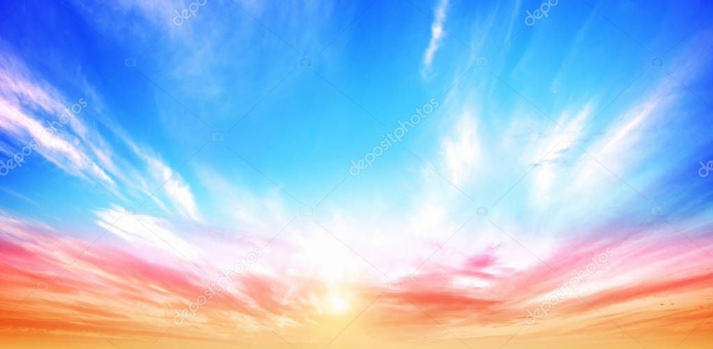 Sunrise summer sky panorama