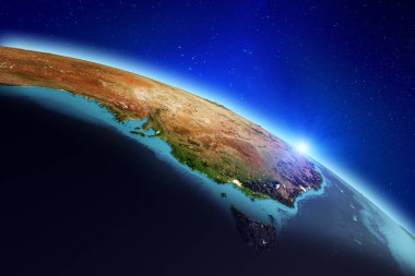 Planet Earth şehir ışıkları. 3D render