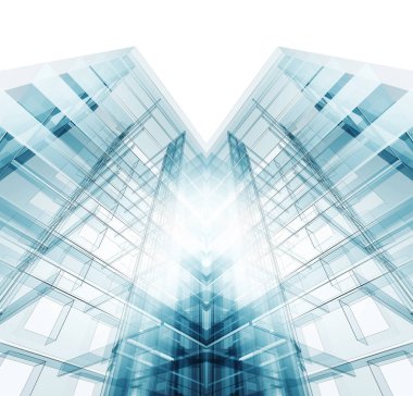 İnşaat modern mimari. 3D render