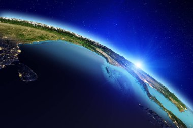 Planet Earth şehir ışıkları. 3D render