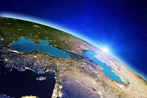 Planeten jorden stadens ljus. 3D-rendering — Stockfoto