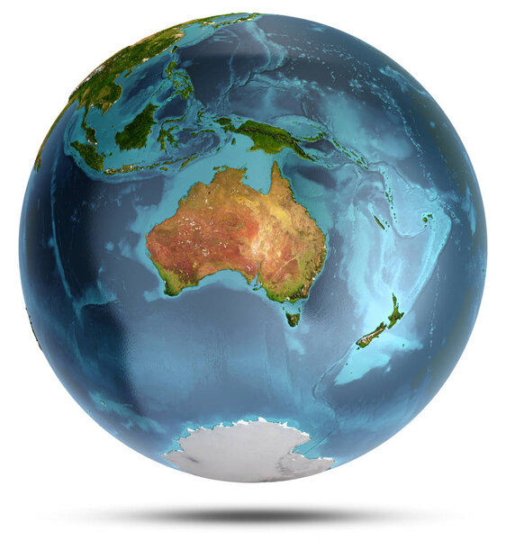 Australia and Oceania. Elements of this image furnished by NASA. 3d rendering