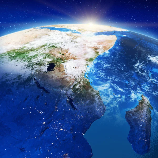 Африка и Мадагаскар из космоса — стоковое фото