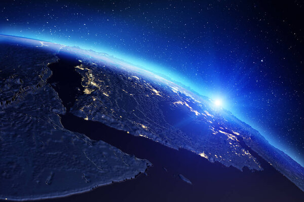 Planet Earth sunrise. 3d rendering