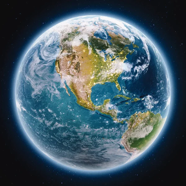 Planet Earth globe at night — Stock Photo, Image