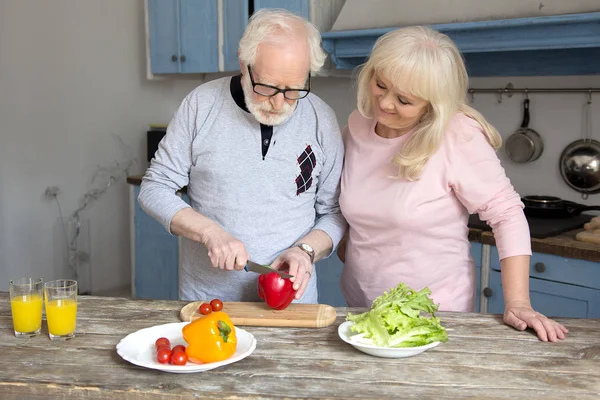 Senior couple cooking together. — Stock Photo, Image