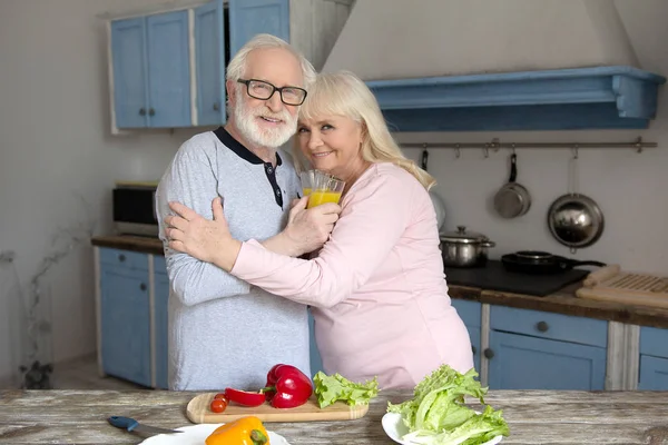 Senior couple cooking together. — Stock Photo, Image