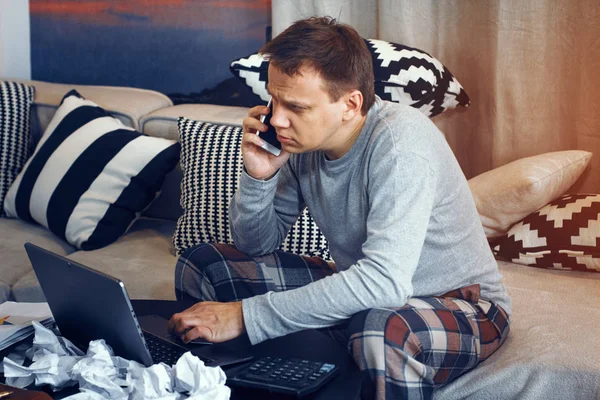 Father working at home