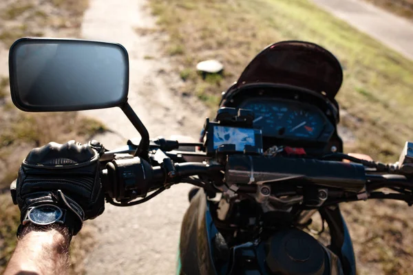 Bir motosiklet direksiyon simidi — Stok fotoğraf